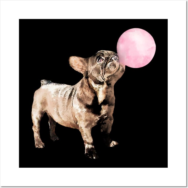 French bulldog funny bubble gum Wall Art by Collagedream